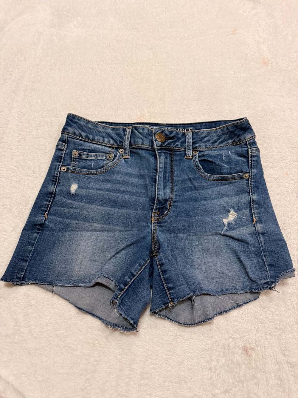 American Eagle Outfitters Women's Super Stretch Distressed Raw Hem Denim Jean Sh